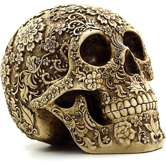 Creative Skull Flowers Sculpture 81 Inch Human Head Skeleton Halloween Decor - Picture 5 of 5